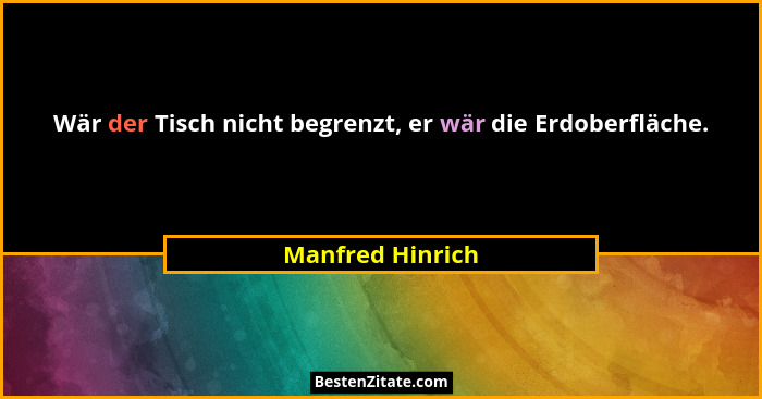 Wär der Tisch nicht begrenzt, er wär die Erdoberfläche.... - Manfred Hinrich