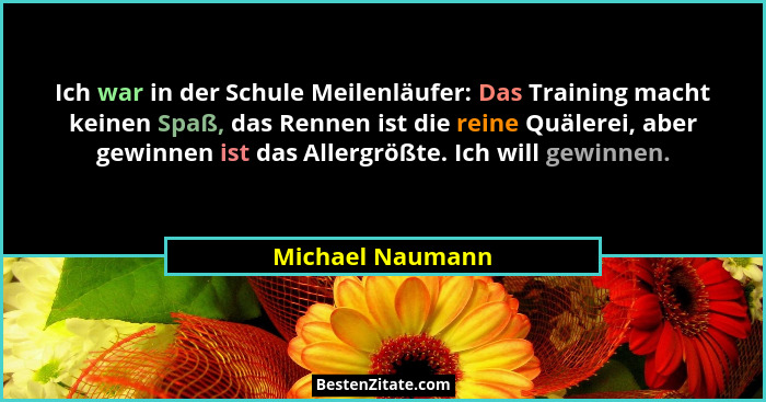 Ich war in der Schule Meilenläufer: Das Training macht keinen Spaß, das Rennen ist die reine Quälerei, aber gewinnen ist das Allergr... - Michael Naumann