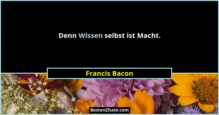 Denn Wissen selbst ist Macht.... - Francis Bacon