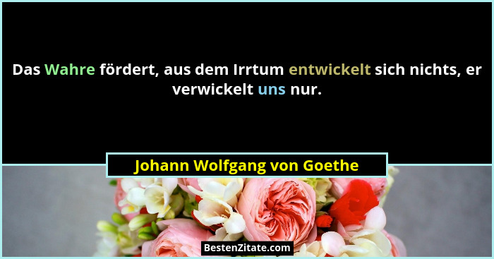 Das Wahre fördert, aus dem Irrtum entwickelt sich nichts, er verwickelt uns nur.... - Johann Wolfgang von Goethe