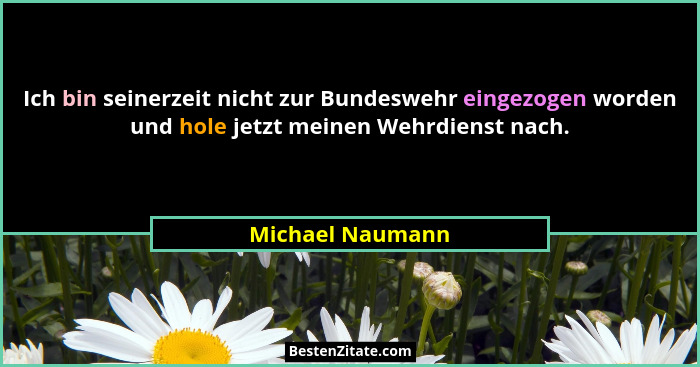 Ich bin seinerzeit nicht zur Bundeswehr eingezogen worden und hole jetzt meinen Wehrdienst nach.... - Michael Naumann