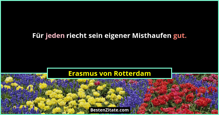 Für jeden riecht sein eigener Misthaufen gut.... - Erasmus von Rotterdam