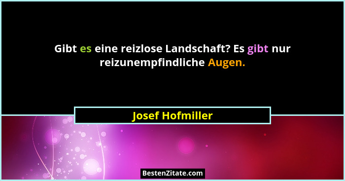 Gibt es eine reizlose Landschaft? Es gibt nur reizunempfindliche Augen.... - Josef Hofmiller