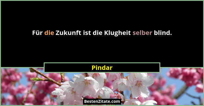 Für die Zukunft ist die Klugheit selber blind.... - Pindar