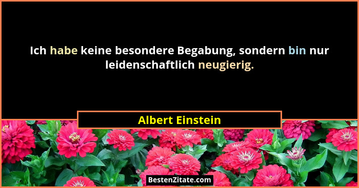 Ich habe keine besondere Begabung, sondern bin nur leidenschaftlich neugierig.... - Albert Einstein
