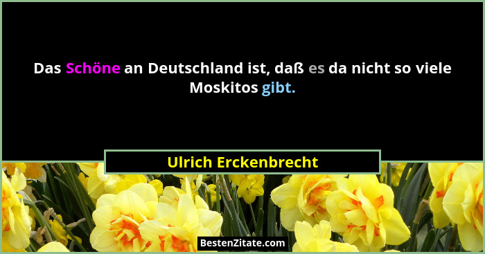 Das Schöne an Deutschland ist, daß es da nicht so viele Moskitos gibt.... - Ulrich Erckenbrecht