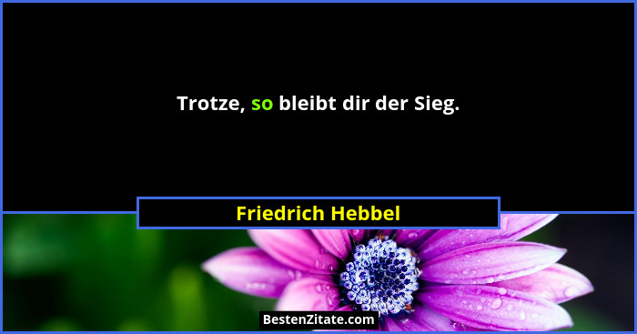 Trotze, so bleibt dir der Sieg.... - Friedrich Hebbel