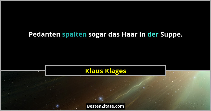 Pedanten spalten sogar das Haar in der Suppe.... - Klaus Klages