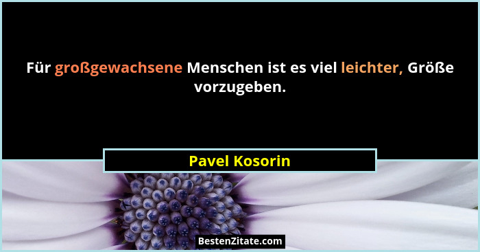 Für großgewachsene Menschen ist es viel leichter, Größe vorzugeben.... - Pavel Kosorin