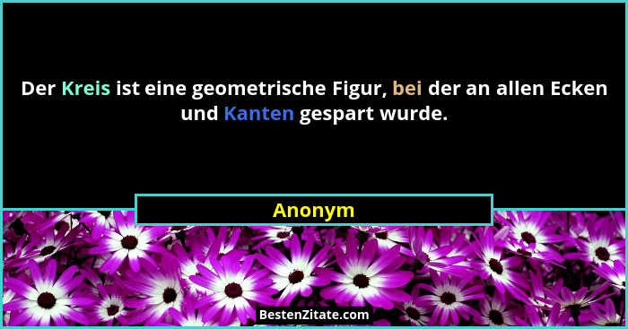 Der Kreis ist eine geometrische Figur, bei der an allen Ecken und Kanten gespart wurde.... - Anonym