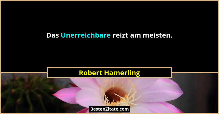 Das Unerreichbare reizt am meisten.... - Robert Hamerling