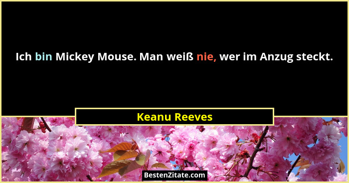 Ich bin Mickey Mouse. Man weiß nie, wer im Anzug steckt.... - Keanu Reeves