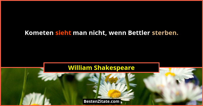 Kometen sieht man nicht, wenn Bettler sterben.... - William Shakespeare