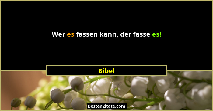 Wer es fassen kann, der fasse es!... - Bibel
