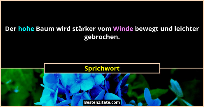 Der hohe Baum wird stärker vom Winde bewegt und leichter gebrochen.... - Sprichwort