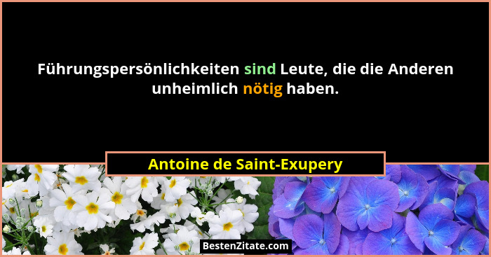 Führungspersönlichkeiten sind Leute, die die Anderen unheimlich nötig haben.... - Antoine de Saint-Exupery