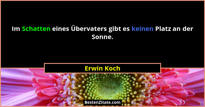 Im Schatten eines Übervaters gibt es keinen Platz an der Sonne.... - Erwin Koch
