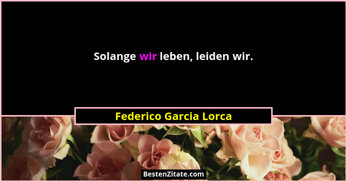 Solange wir leben, leiden wir.... - Federico Garcia Lorca