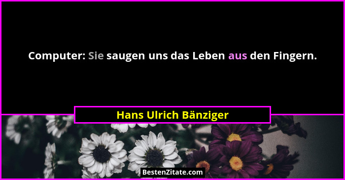 Computer: Sie saugen uns das Leben aus den Fingern.... - Hans Ulrich Bänziger