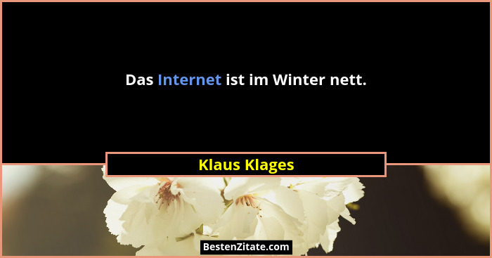 Das Internet ist im Winter nett.... - Klaus Klages