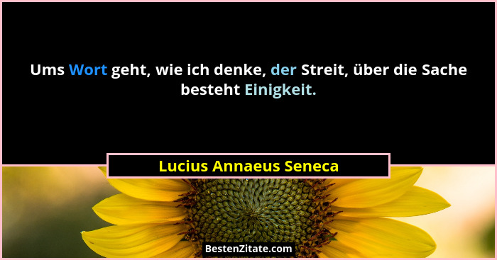 Ums Wort geht, wie ich denke, der Streit, über die Sache besteht Einigkeit.... - Lucius Annaeus Seneca