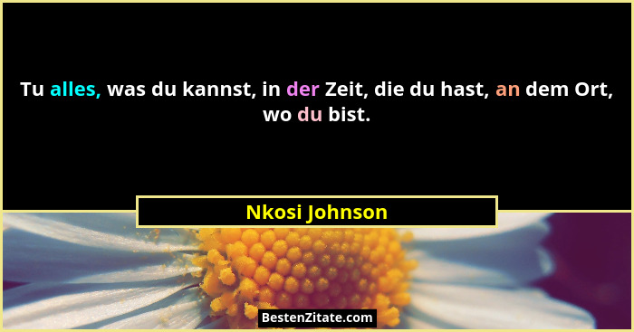 Tu alles, was du kannst, in der Zeit, die du hast, an dem Ort, wo du bist.... - Nkosi Johnson