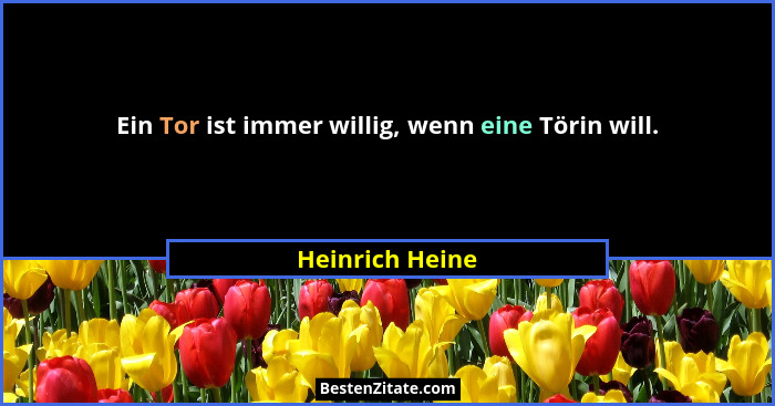 Ein Tor ist immer willig, wenn eine Törin will.... - Heinrich Heine
