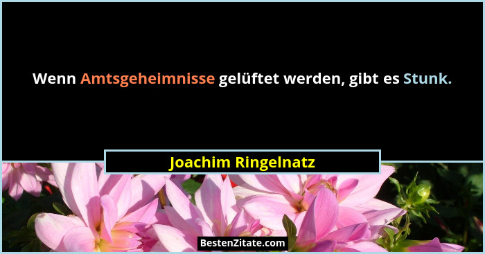 Wenn Amtsgeheimnisse gelüftet werden, gibt es Stunk.... - Joachim Ringelnatz