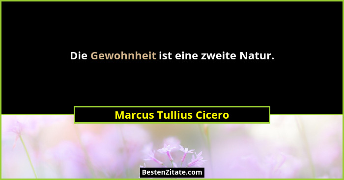 Die Gewohnheit ist eine zweite Natur.... - Marcus Tullius Cicero
