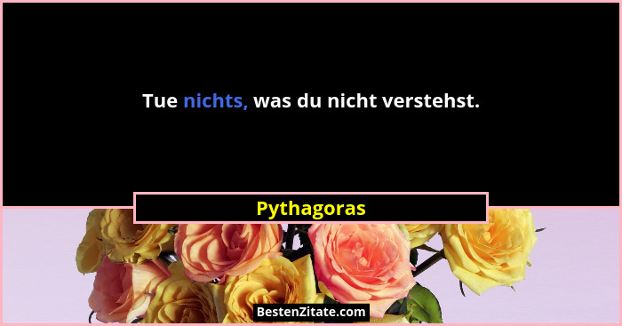 Tue nichts, was du nicht verstehst.... - Pythagoras