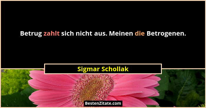 Betrug zahlt sich nicht aus. Meinen die Betrogenen.... - Sigmar Schollak
