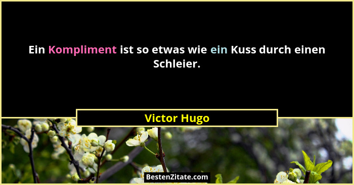 Ein Kompliment ist so etwas wie ein Kuss durch einen Schleier.... - Victor Hugo
