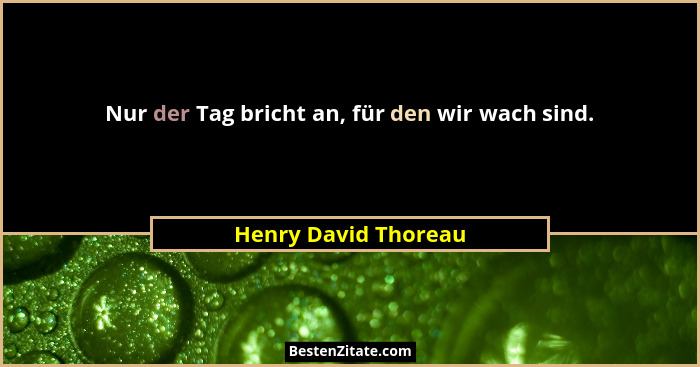 Nur der Tag bricht an, für den wir wach sind.... - Henry David Thoreau