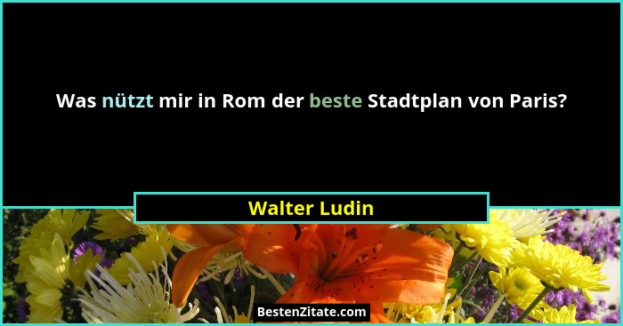 Was nützt mir in Rom der beste Stadtplan von Paris?... - Walter Ludin