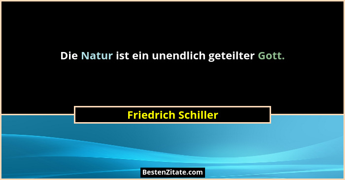 Die Natur ist ein unendlich geteilter Gott.... - Friedrich Schiller