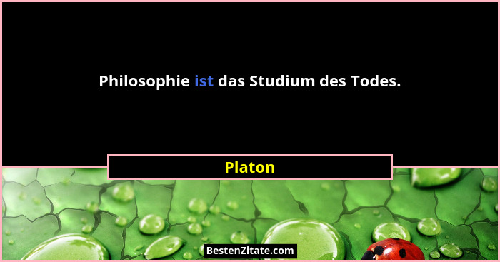 Philosophie ist das Studium des Todes.... - Platon