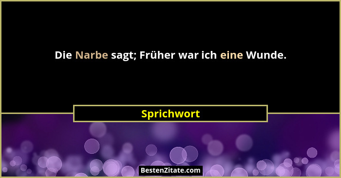 Die Narbe sagt; Früher war ich eine Wunde.... - Sprichwort