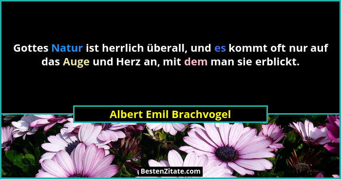 Gottes Natur ist herrlich überall, und es kommt oft nur auf das Auge und Herz an, mit dem man sie erblickt.... - Albert Emil Brachvogel