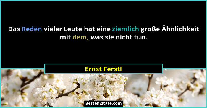 Das Reden vieler Leute hat eine ziemlich große Ähnlichkeit mit dem, was sie nicht tun.... - Ernst Ferstl