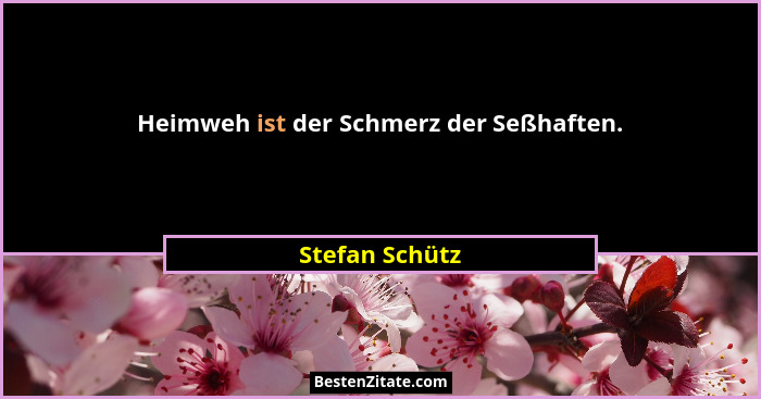 Heimweh ist der Schmerz der Seßhaften.... - Stefan Schütz