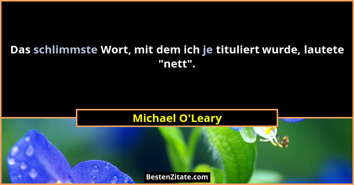 Das schlimmste Wort, mit dem ich je tituliert wurde, lautete "nett".... - Michael O'Leary