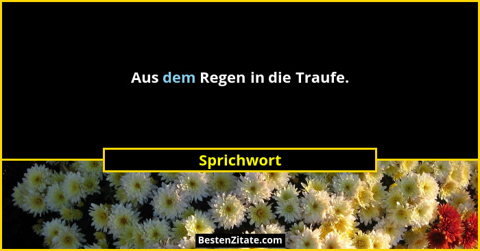 Aus dem Regen in die Traufe.... - Sprichwort