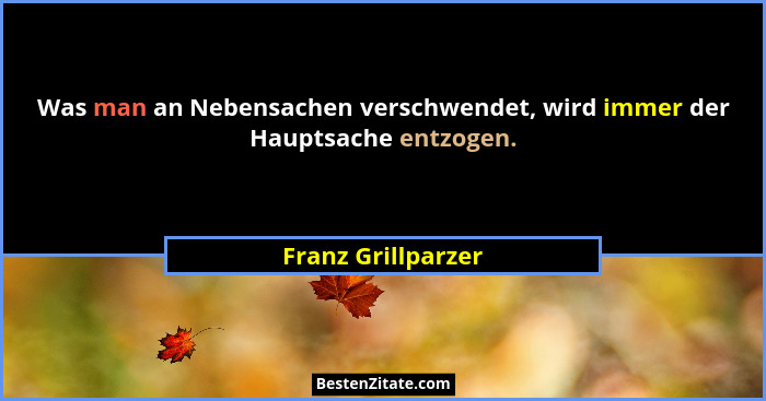 Was man an Nebensachen verschwendet, wird immer der Hauptsache entzogen.... - Franz Grillparzer
