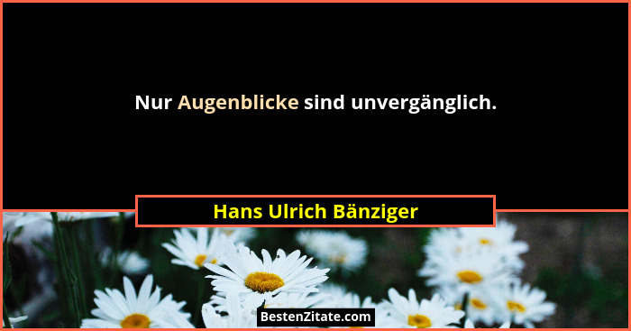 Nur Augenblicke sind unvergänglich.... - Hans Ulrich Bänziger