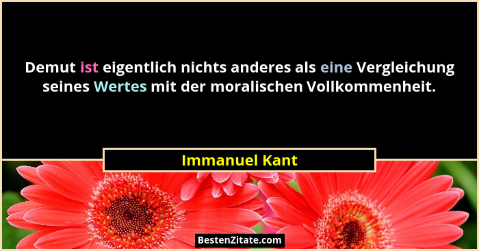 Demut ist eigentlich nichts anderes als eine Vergleichung seines Wertes mit der moralischen Vollkommenheit.... - Immanuel Kant