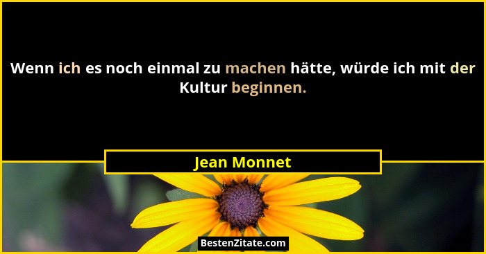 Wenn ich es noch einmal zu machen hätte, würde ich mit der Kultur beginnen.... - Jean Monnet