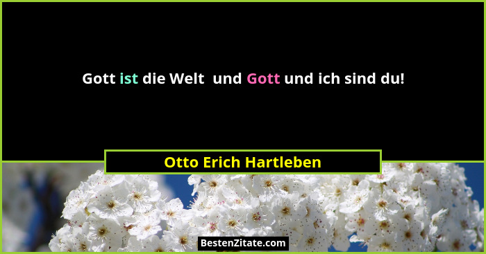 Gott ist die Welt  und Gott und ich sind du!... - Otto Erich Hartleben