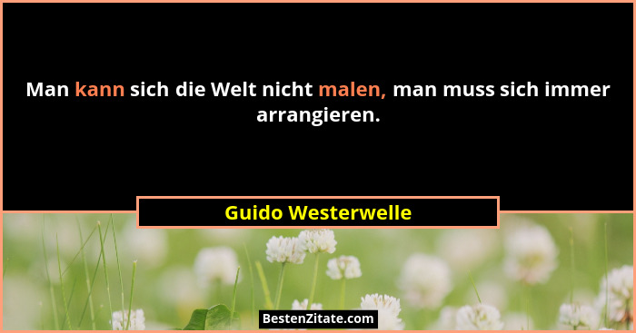 Man kann sich die Welt nicht malen, man muss sich immer arrangieren.... - Guido Westerwelle
