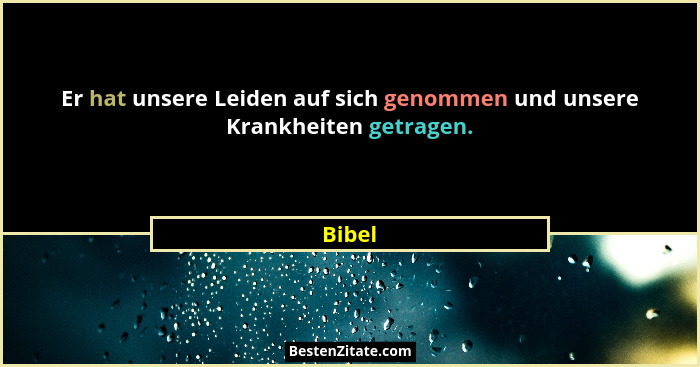 Er hat unsere Leiden auf sich genommen und unsere Krankheiten getragen.... - Bibel