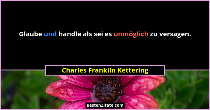 Glaube und handle als sei es unmöglich zu versagen.... - Charles Franklin Kettering